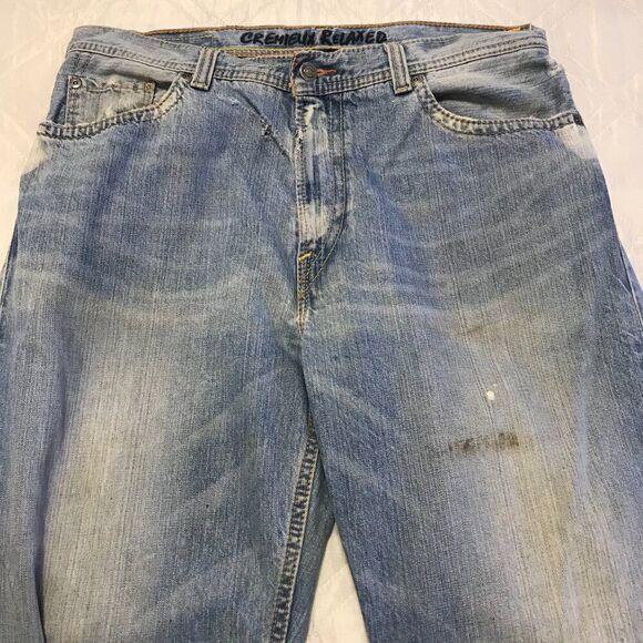 Cremieux Relaxed Distressed Wide Leg blue jeans 34X28 - Picture 5 of 9